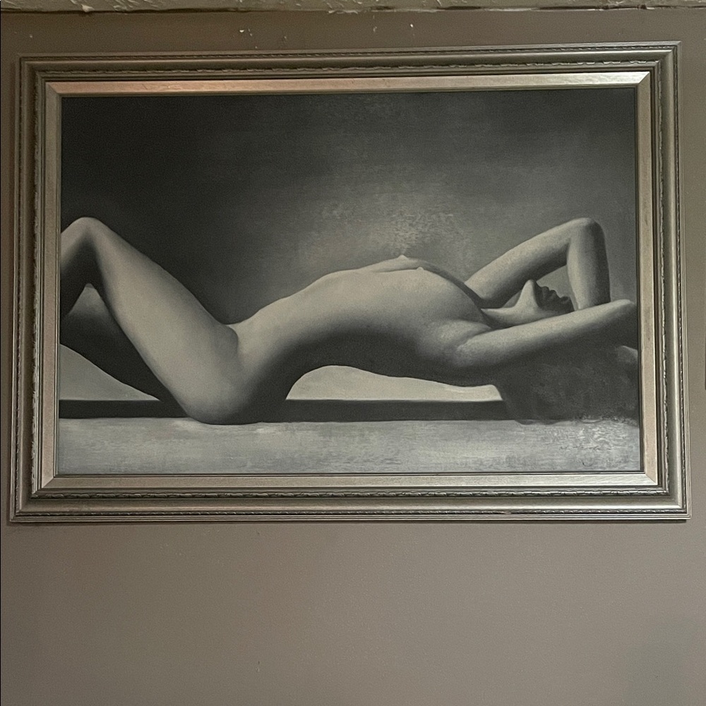 Gray Nude Art Painting Original Signed Piece